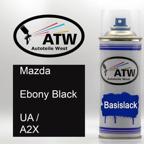 Mazda, Ebony Black, UA / A2X: 400ml Sprühdose, von ATW Autoteile West.